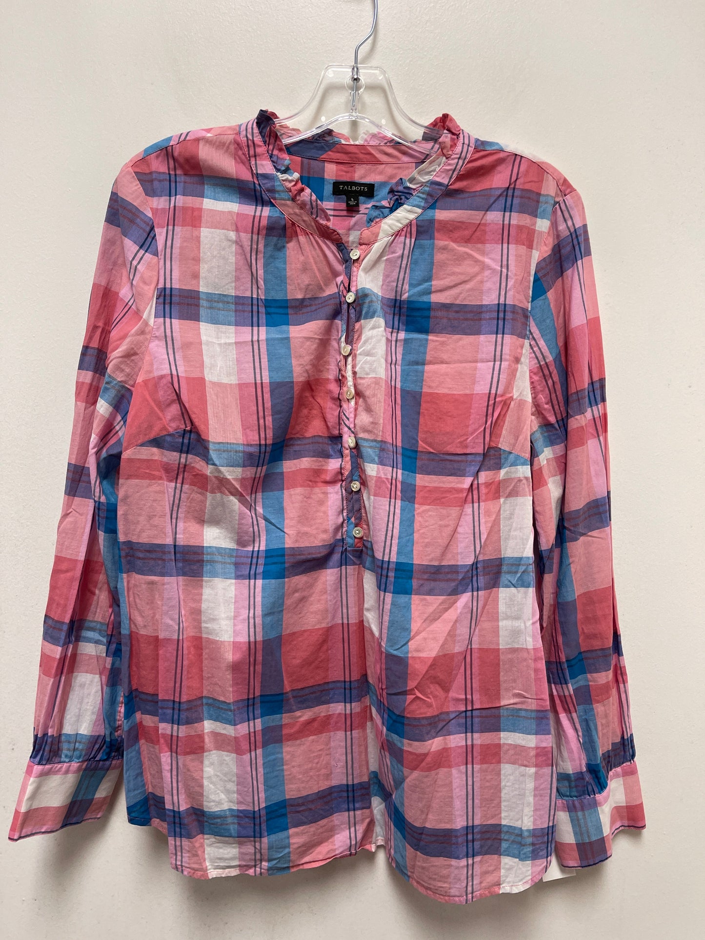 Blue & Pink Top Long Sleeve Talbots, Size L