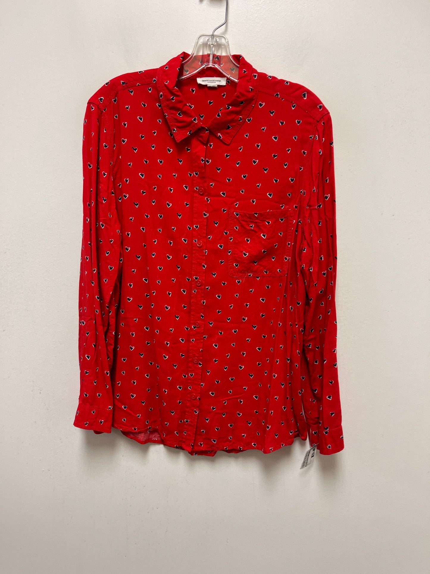 Red Top Long Sleeve Beachlunchlounge, Size Xl