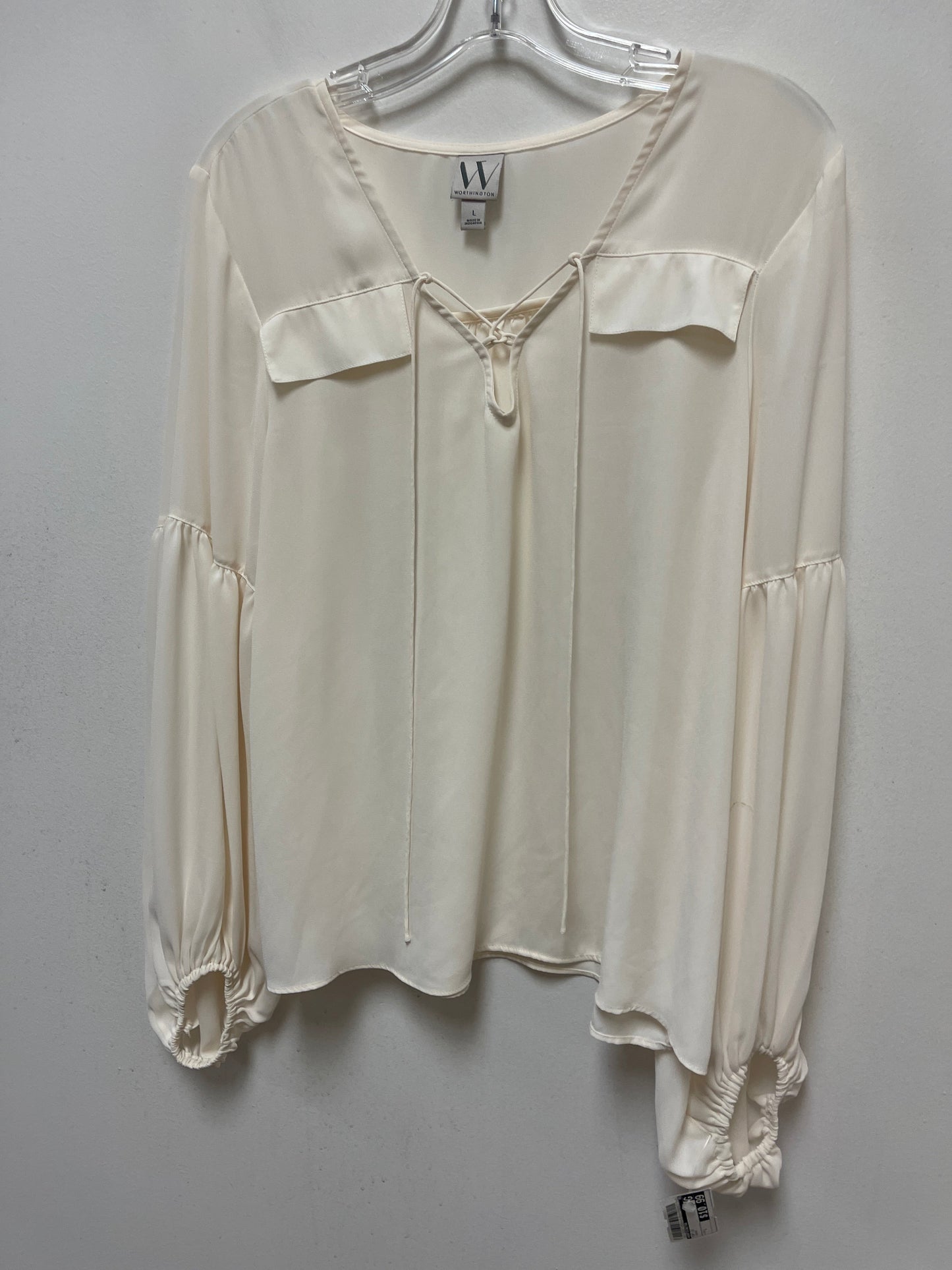 Cream Top Long Sleeve Worthington, Size L