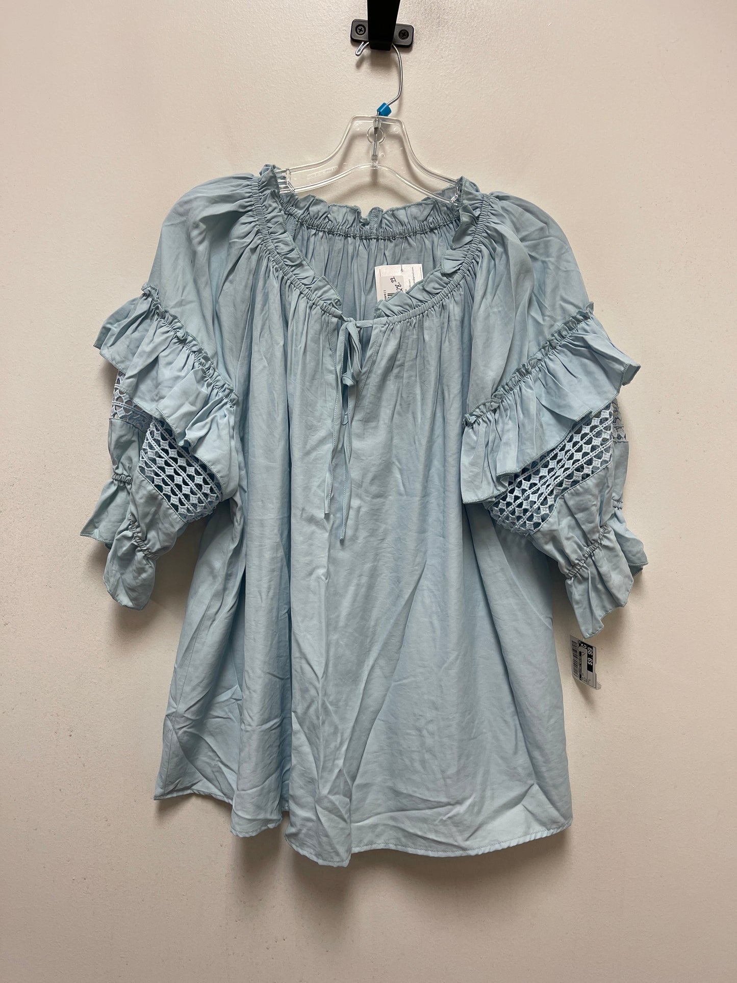 Blue Top Short Sleeve Clothes Mentor, Size L