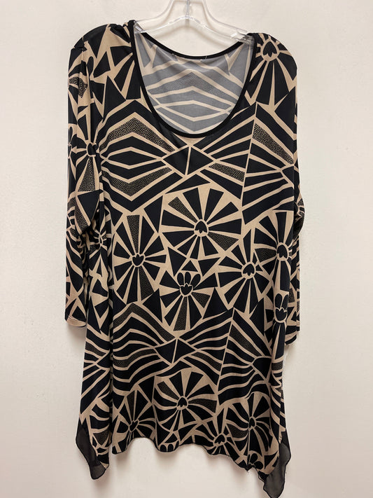 Black & Cream Top Long Sleeve Clothes Mentor, Size Xl