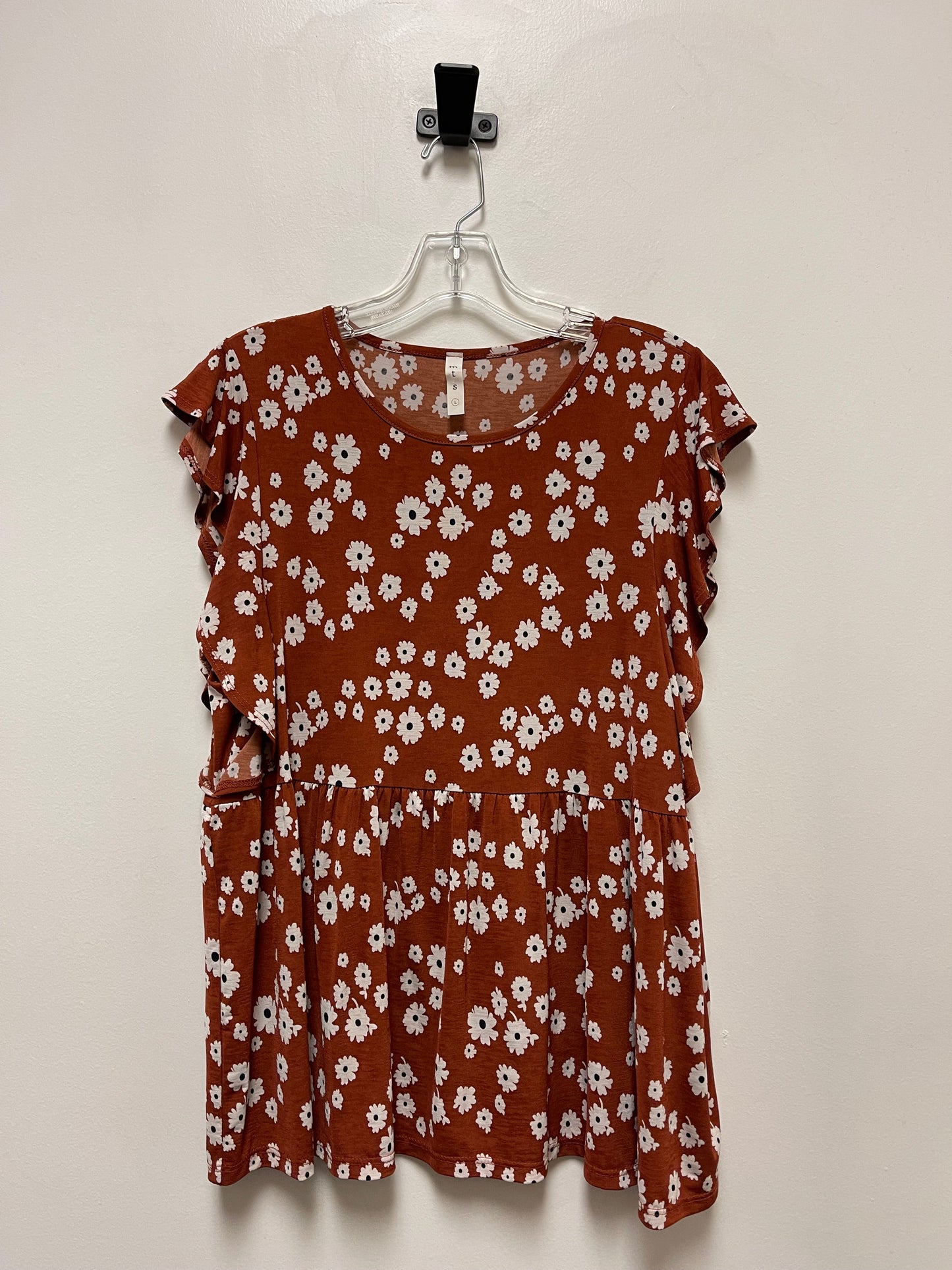 Brown Top Short Sleeve Mts, Size L