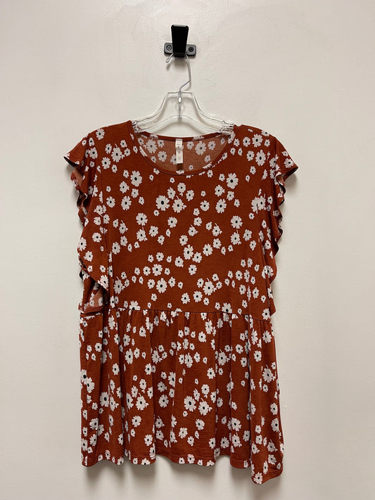 Brown Top Short Sleeve Mts, Size L