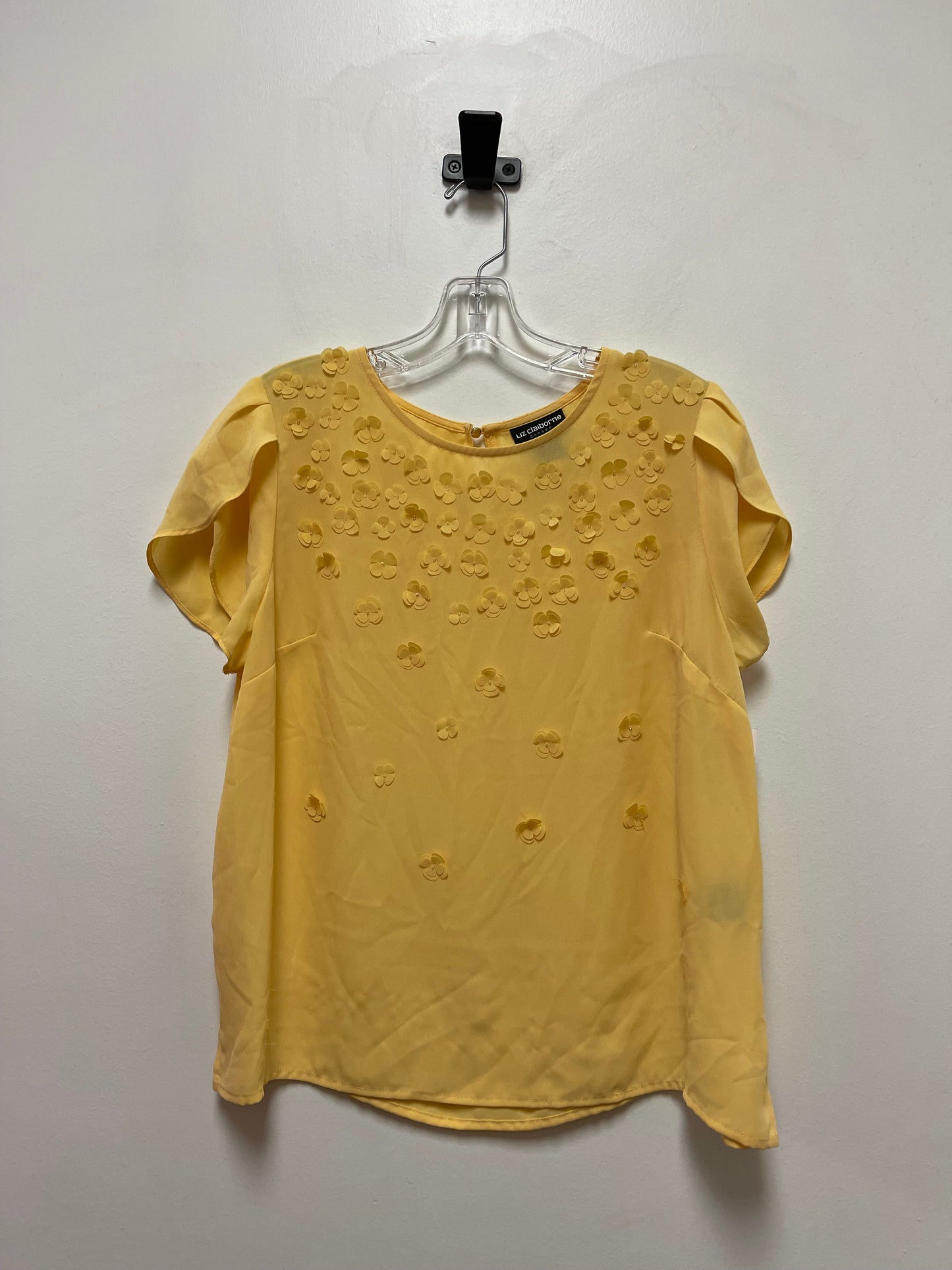 Yellow Top Short Sleeve Liz Claiborne, Size M