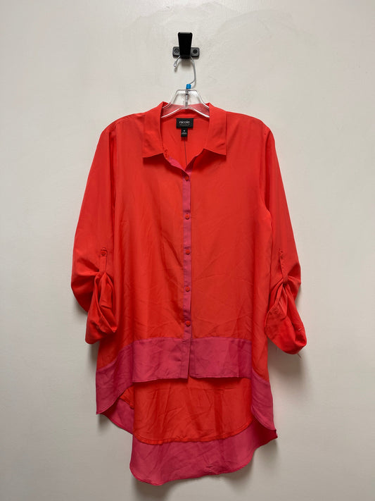 Orange Tunic Long Sleeve Nicole By Nicole Miller, Size M