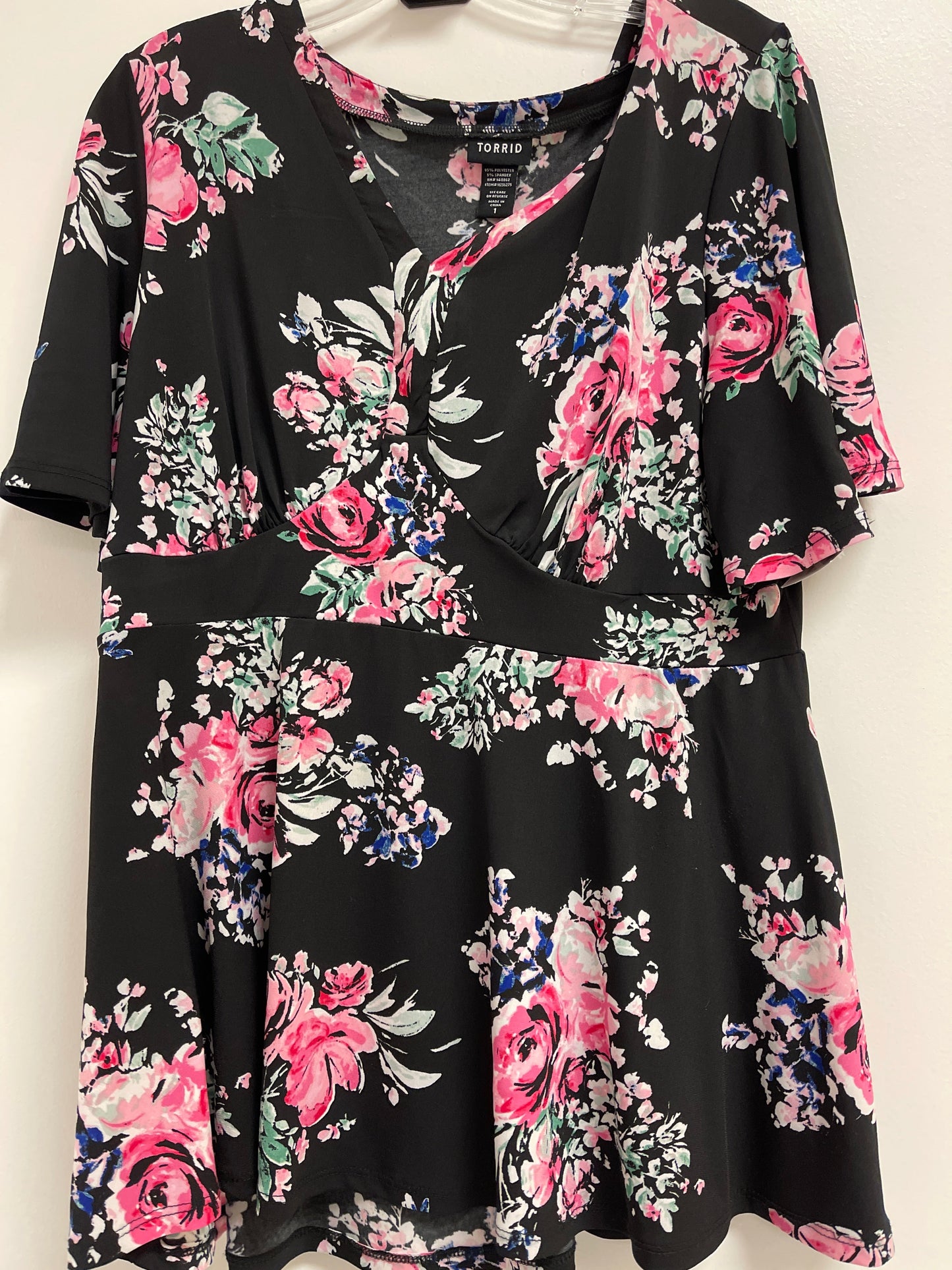 Floral Print Top Short Sleeve Torrid, Size 1x