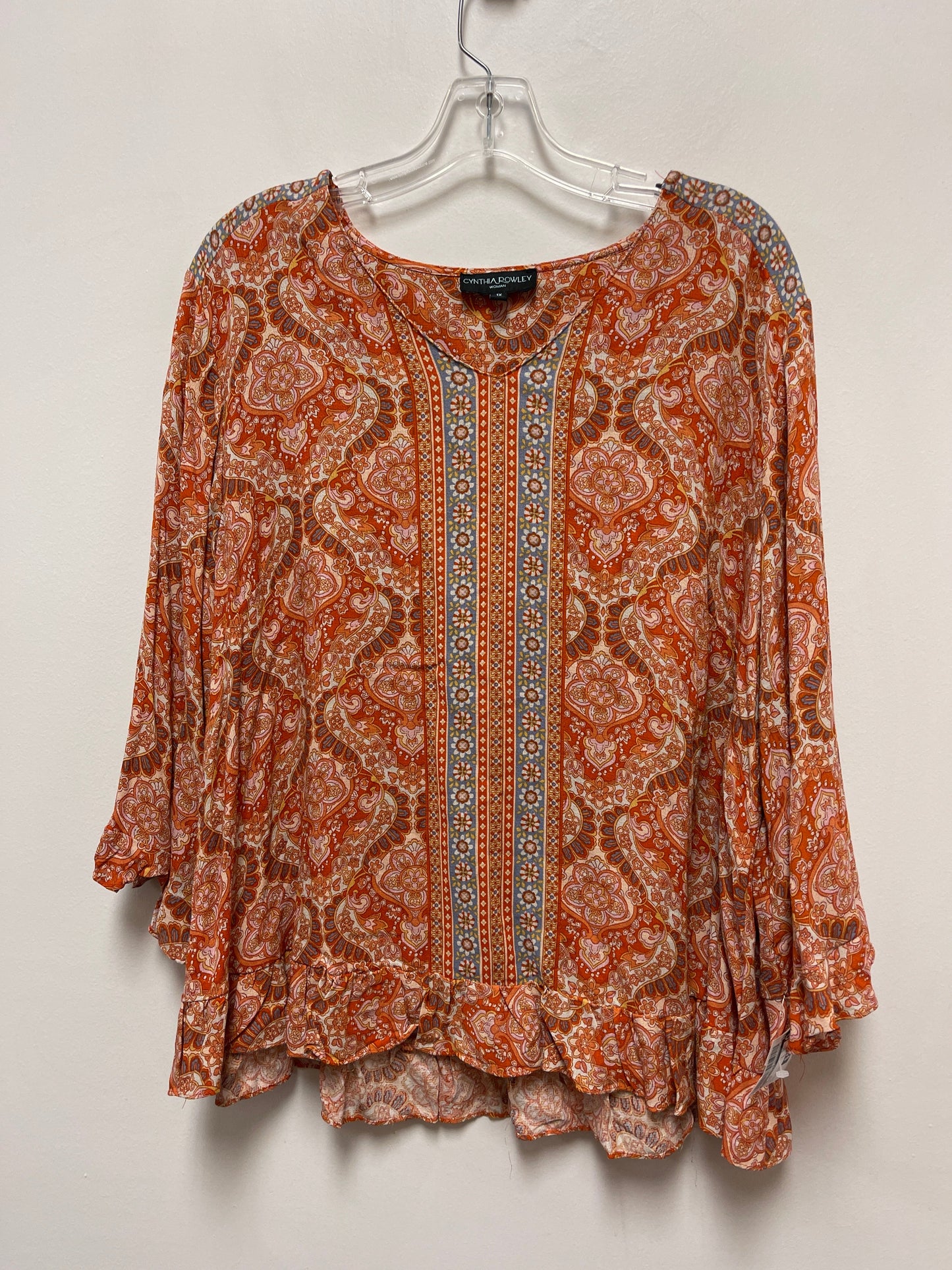 Orange Top Long Sleeve Cynthia Rowley, Size 1x