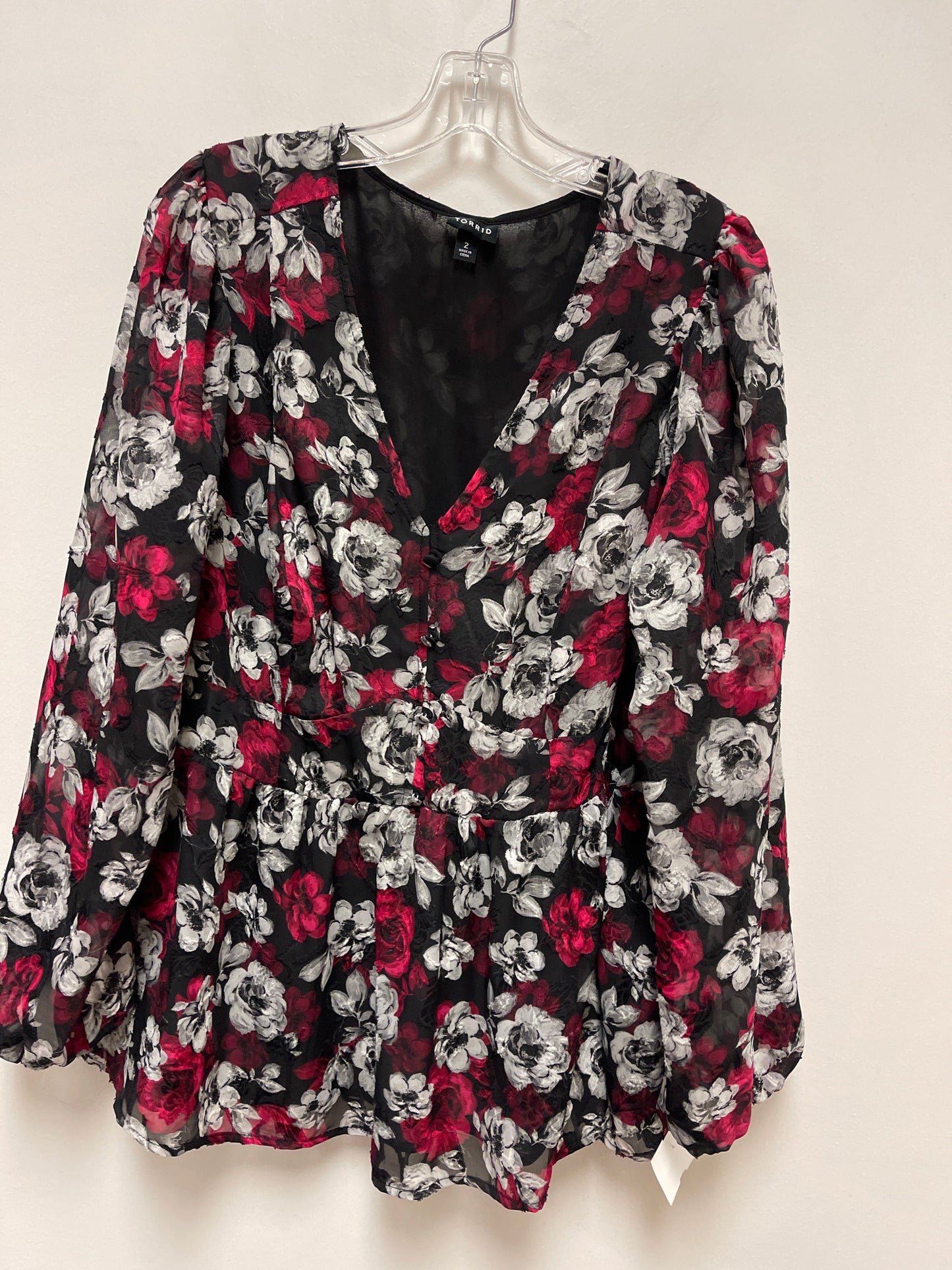 Floral Print Top Long Sleeve Torrid, Size 2x