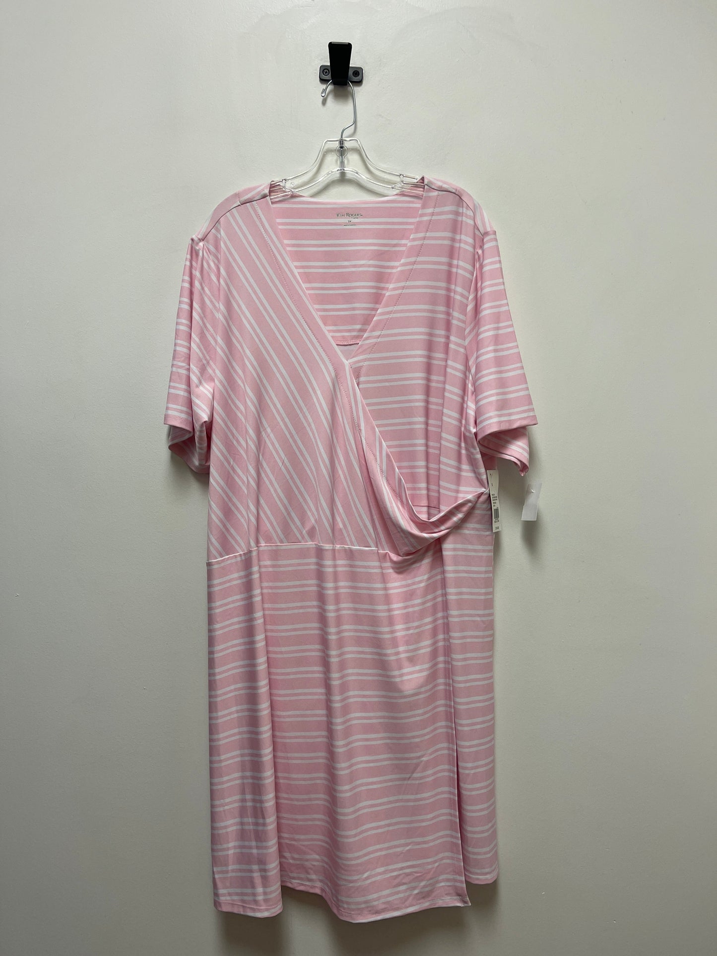 Pink & White Dress Casual Short Kim Rogers, Size 3x