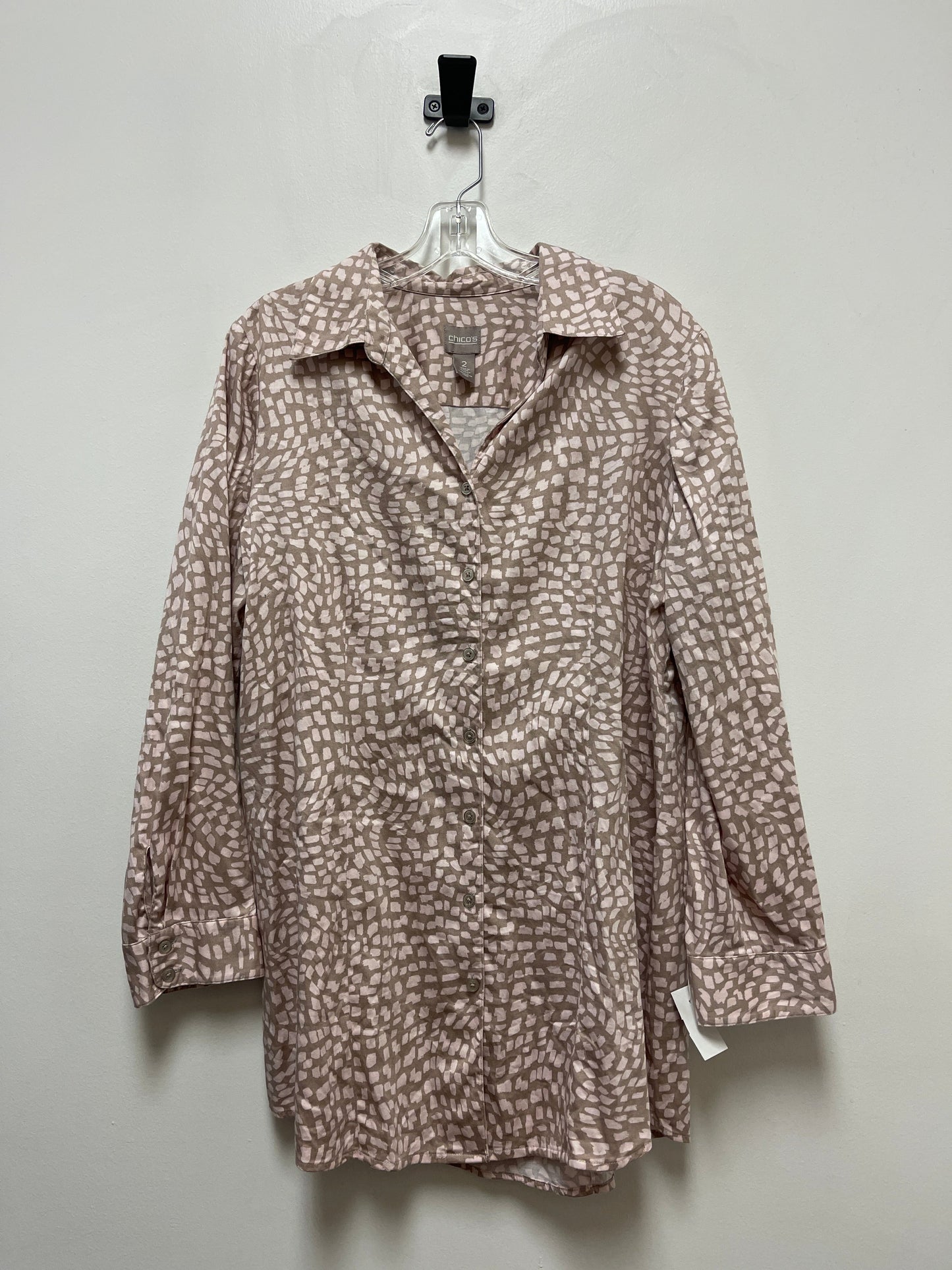 Brown & Pink Top Long Sleeve Chicos, Size L