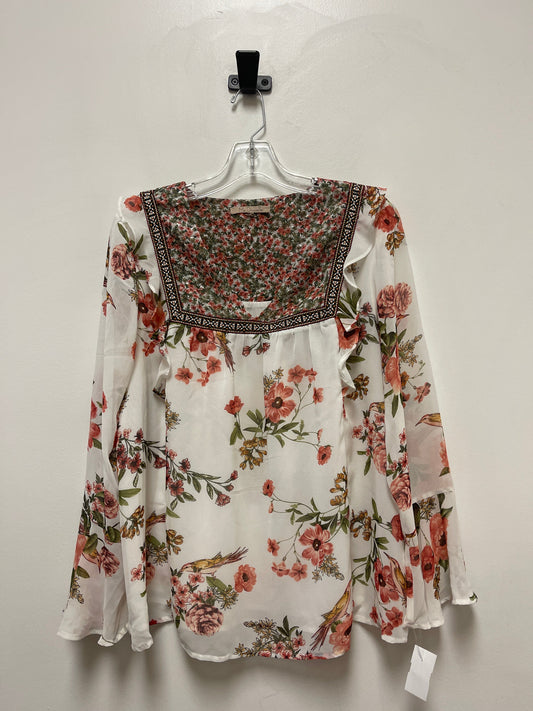 Floral Print Top Long Sleeve Clothes Mentor, Size M