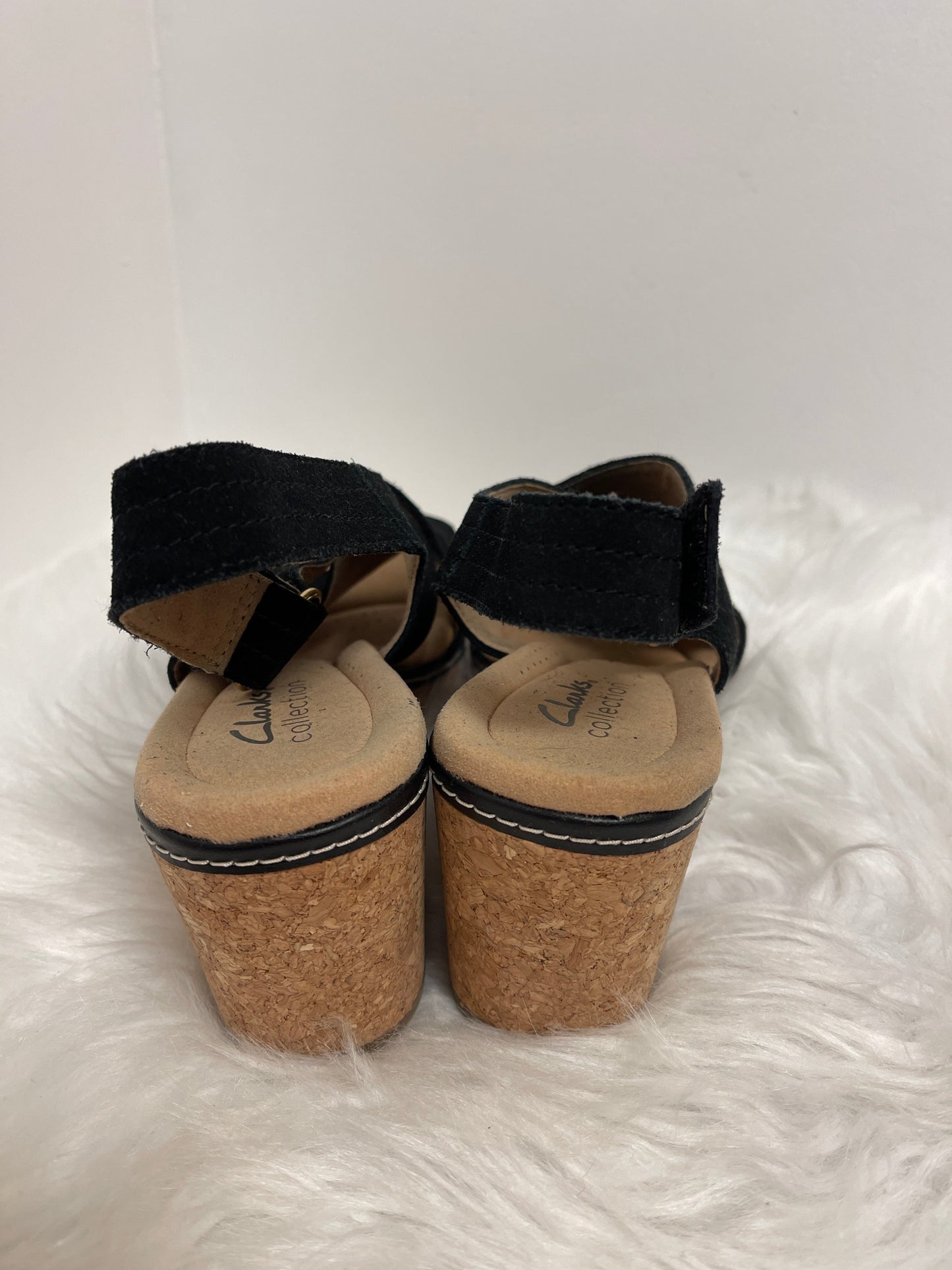 Black Sandals Heels Block Clarks, Size 8.5