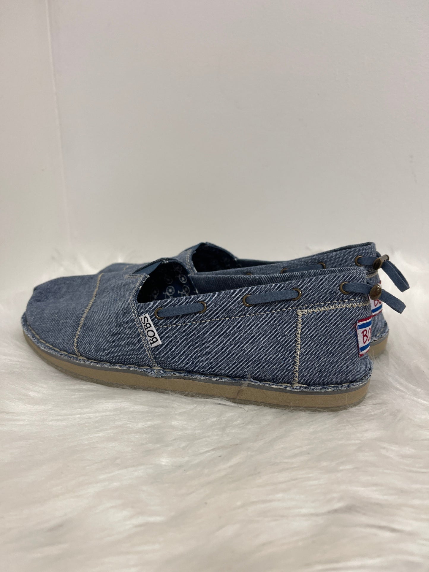 Blue Denim Shoes Flats Bobs, Size 7.5
