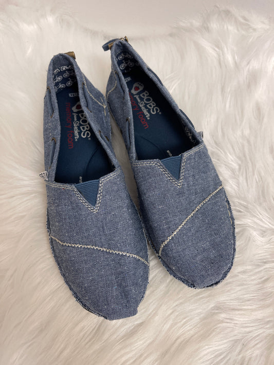 Blue Denim Shoes Flats Bobs, Size 7.5