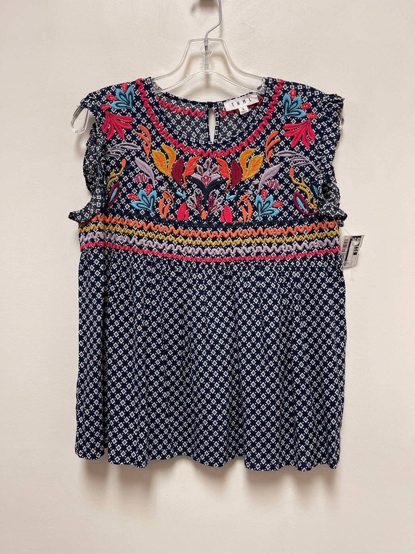 Navy Top Short Sleeve Thml, Size S