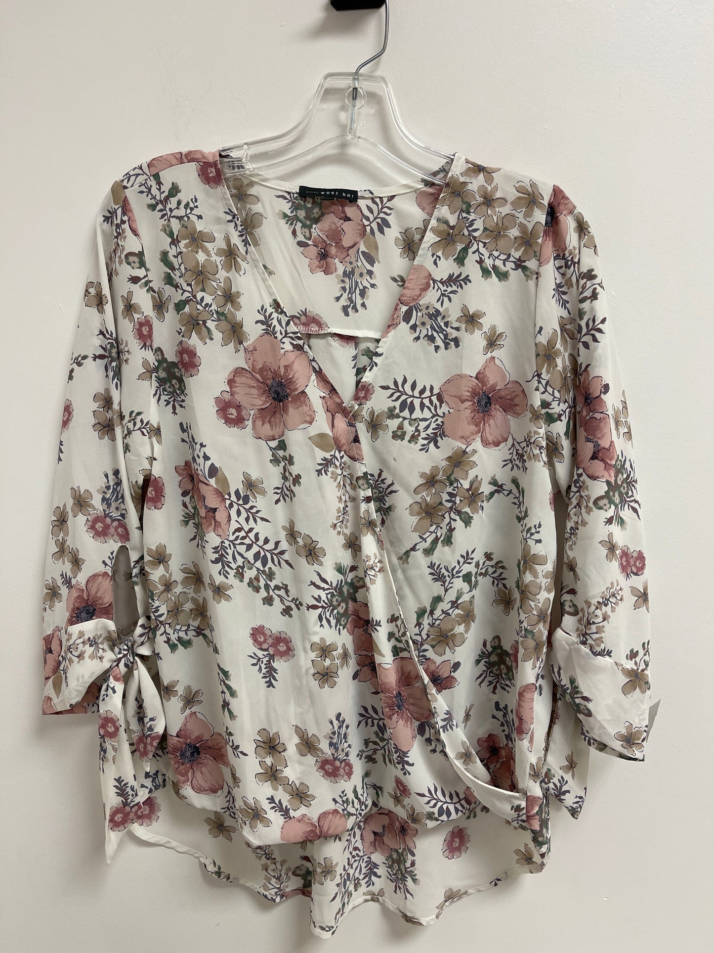 Floral Print Top Long Sleeve West Kei, Size M