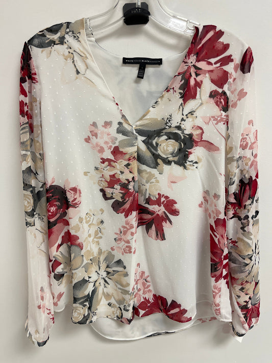 Floral Print Top Long Sleeve White House Black Market, Size S