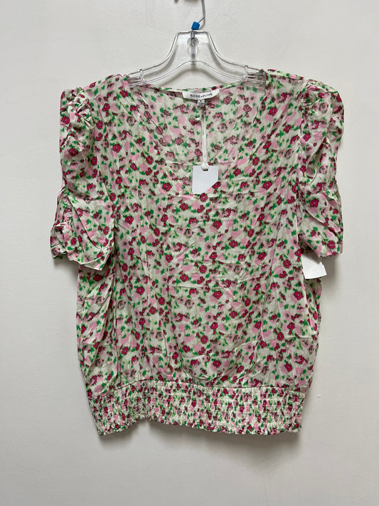 Green & Pink Top Short Sleeve Rose And Olive, Size Xl