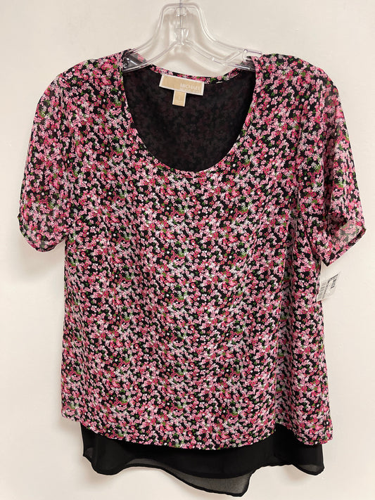 Floral Print Top Short Sleeve Michael By Michael Kors, Size S