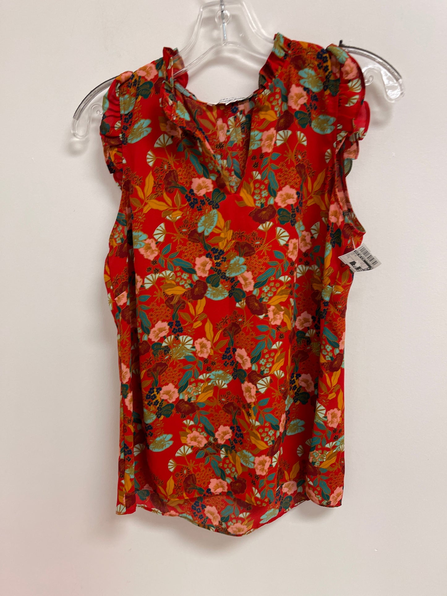 Red Top Short Sleeve Rose And Olive, Size S