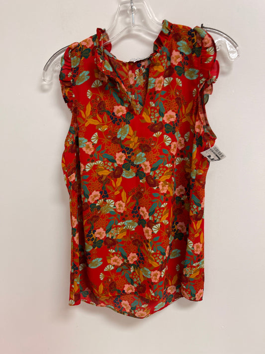 Red Top Short Sleeve Rose And Olive, Size S