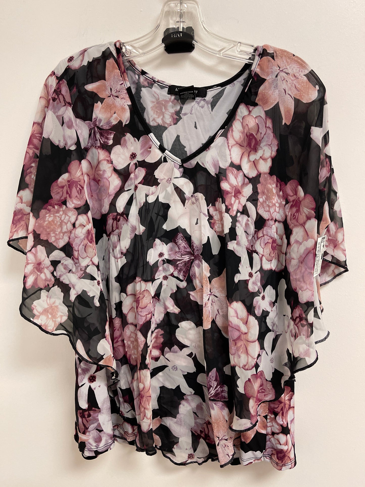 Floral Print Top Short Sleeve Clothes Mentor, Size 1x