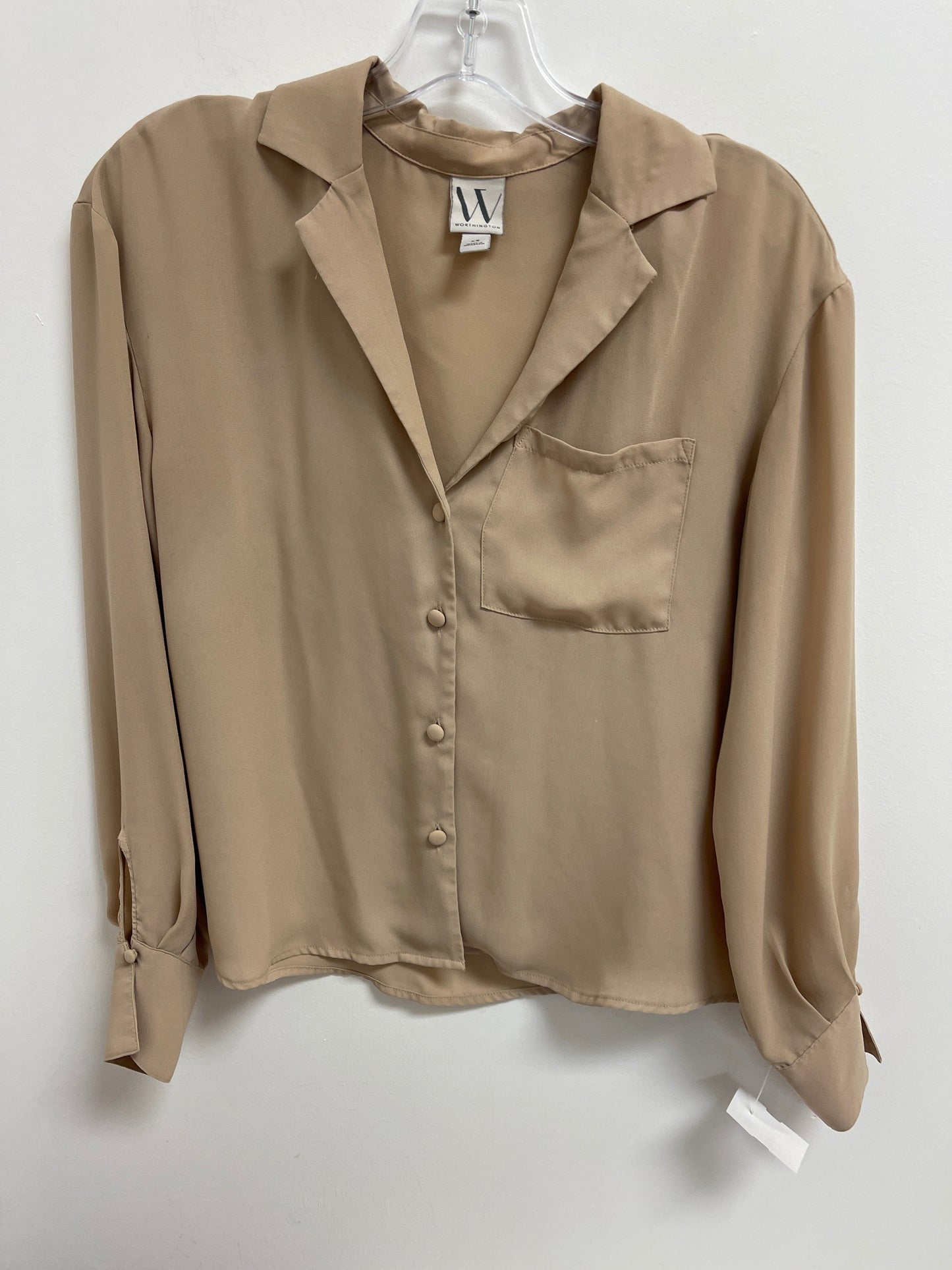 Cream Top Long Sleeve Worthington, Size Xs