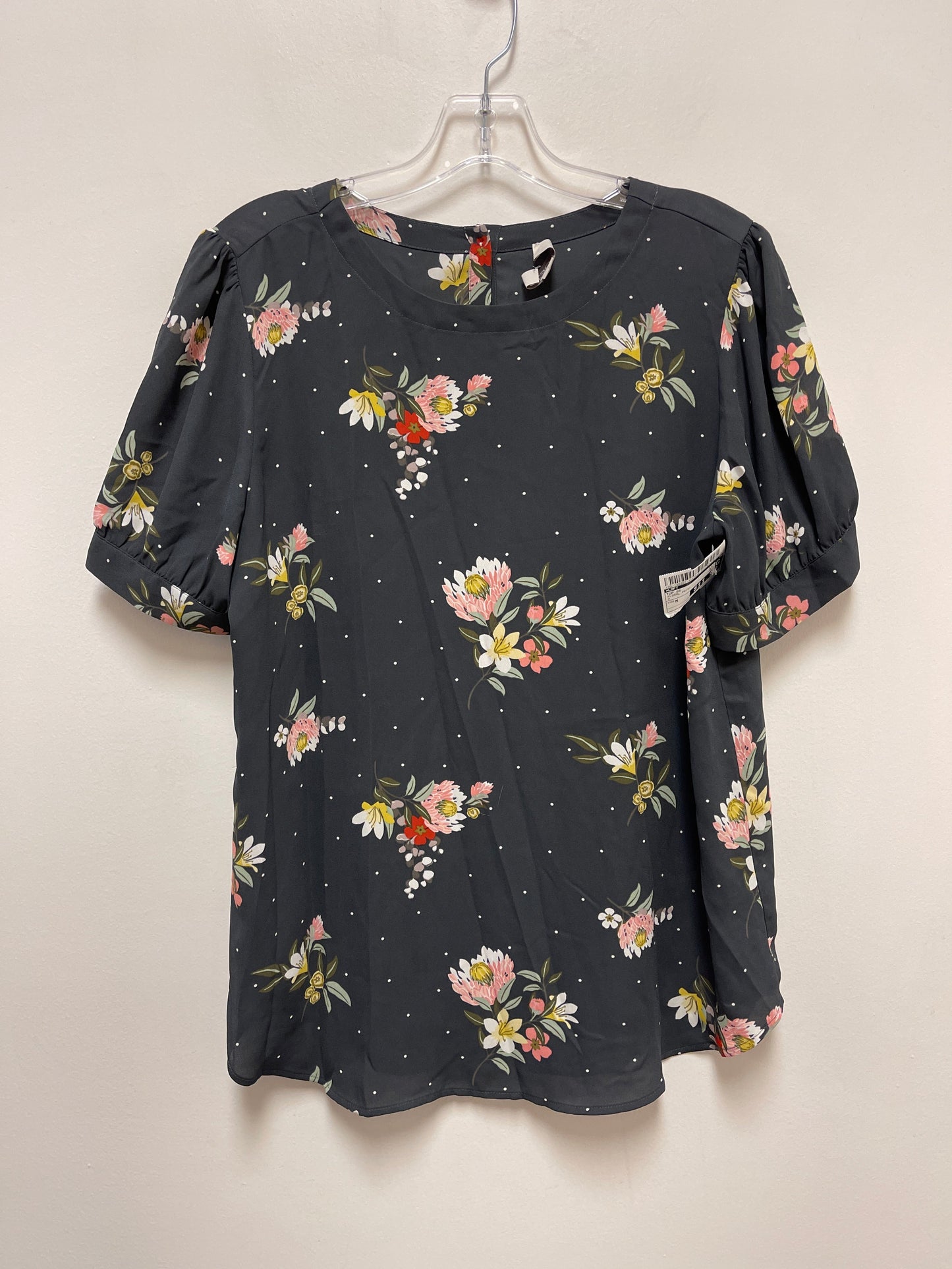 Floral Print Top Short Sleeve Loft, Size M