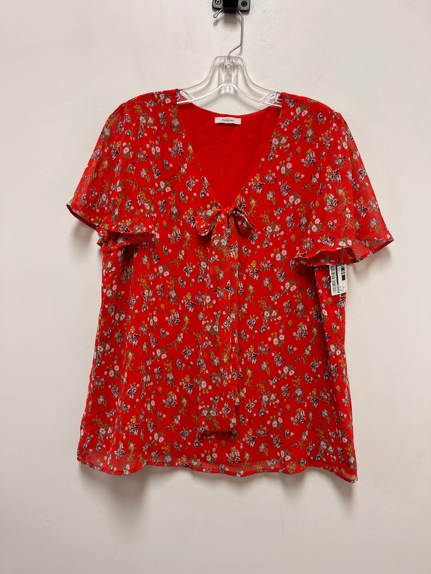 Orange Top Short Sleeve Pleione, Size M