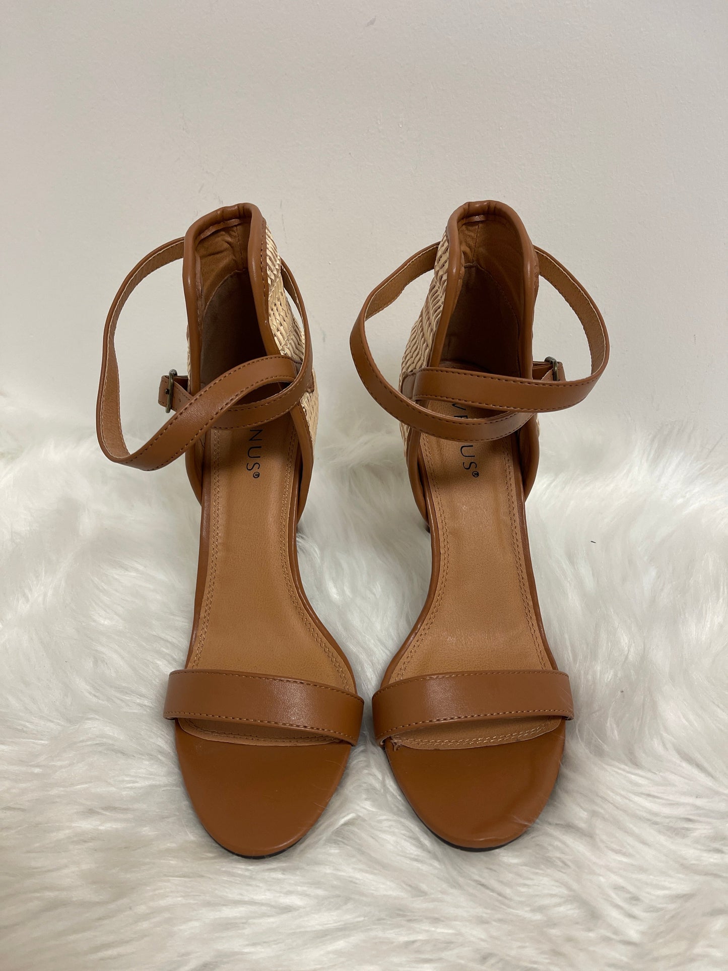 Tan Sandals Heels Stiletto Venus, Size 8