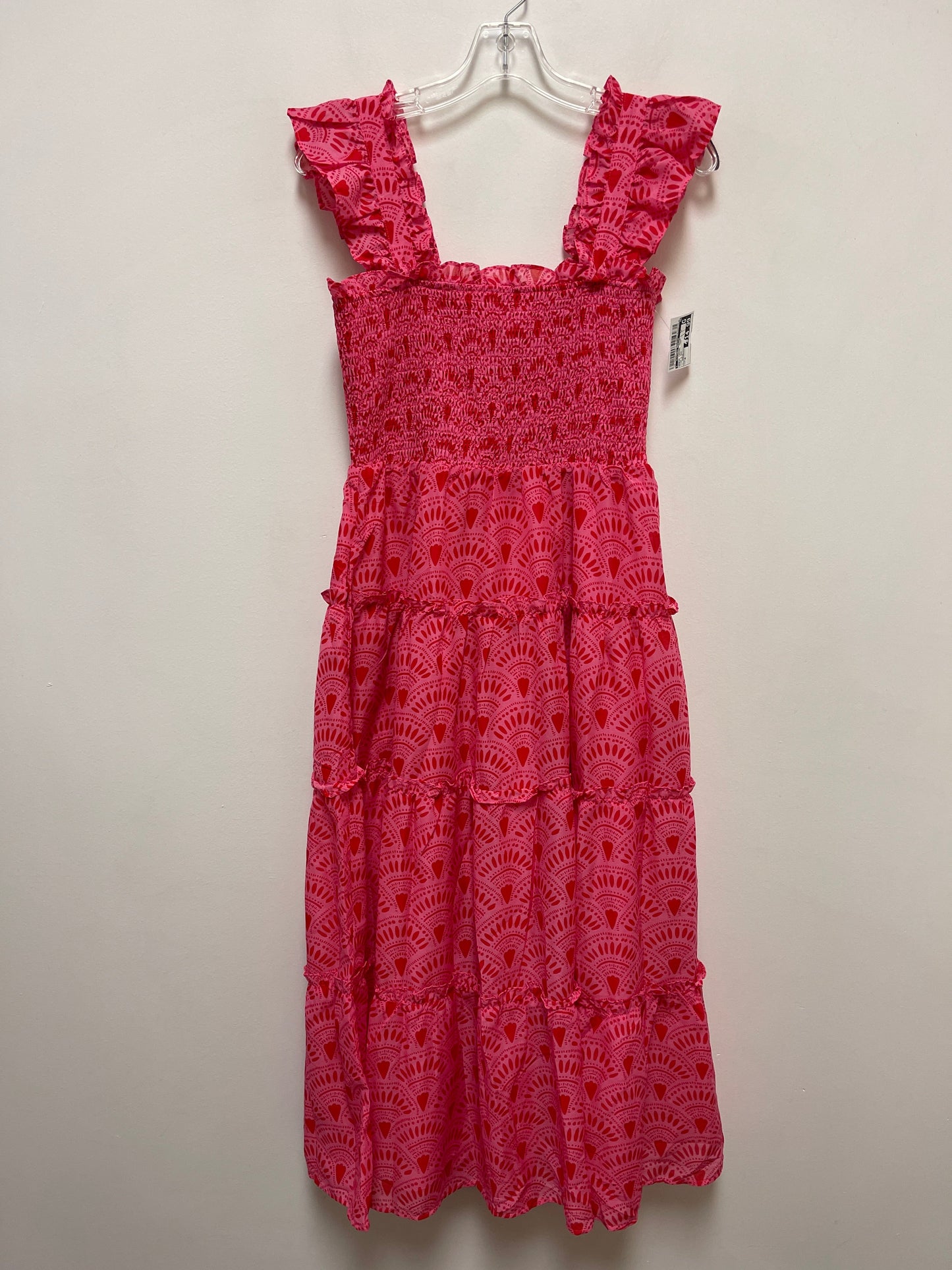 Pink & Red Dress Casual Maxi Clothes Mentor, Size M