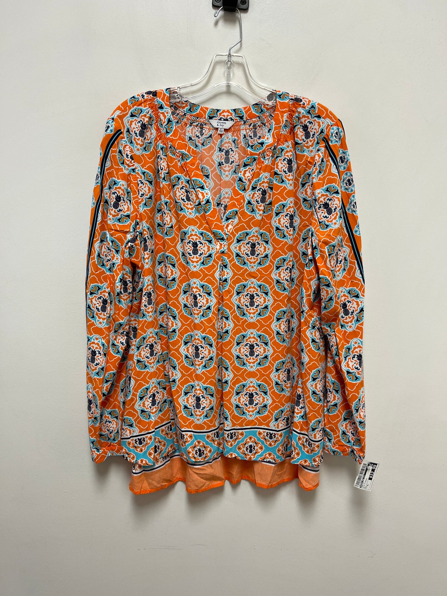 Blue & Orange Top Long Sleeve Crown And Ivy, Size Xl