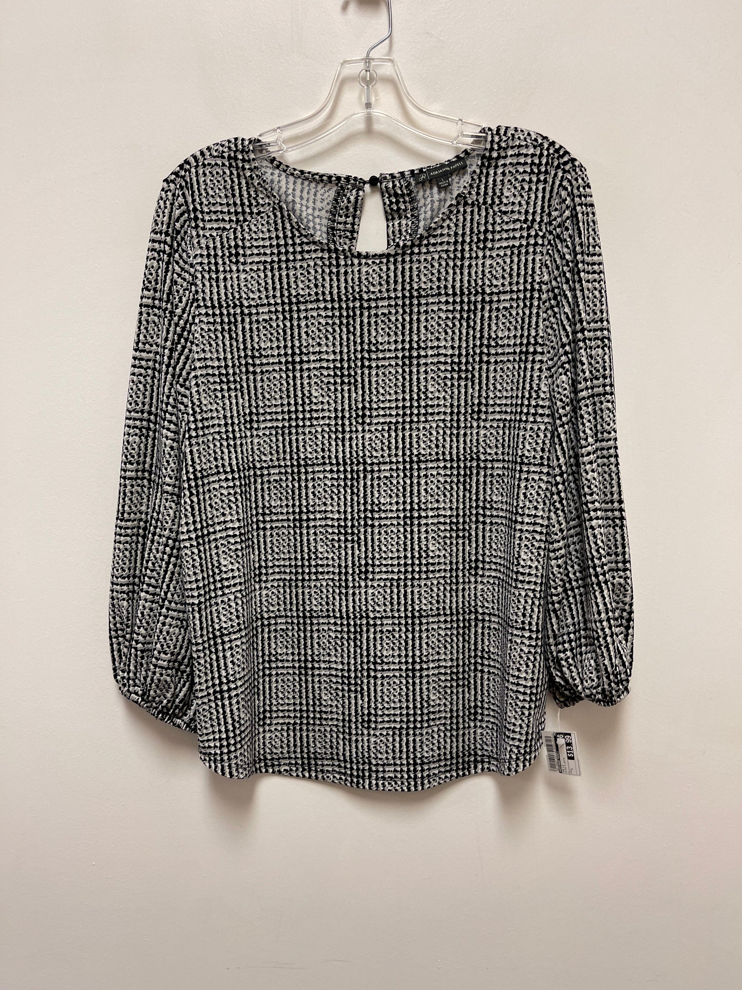 Black & White Top Long Sleeve Adrianna Papell, Size L