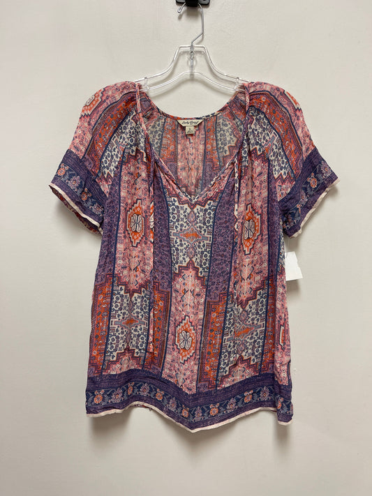 Top Short Sleeve By Lucky Brand In Pink & Purple, Size: S