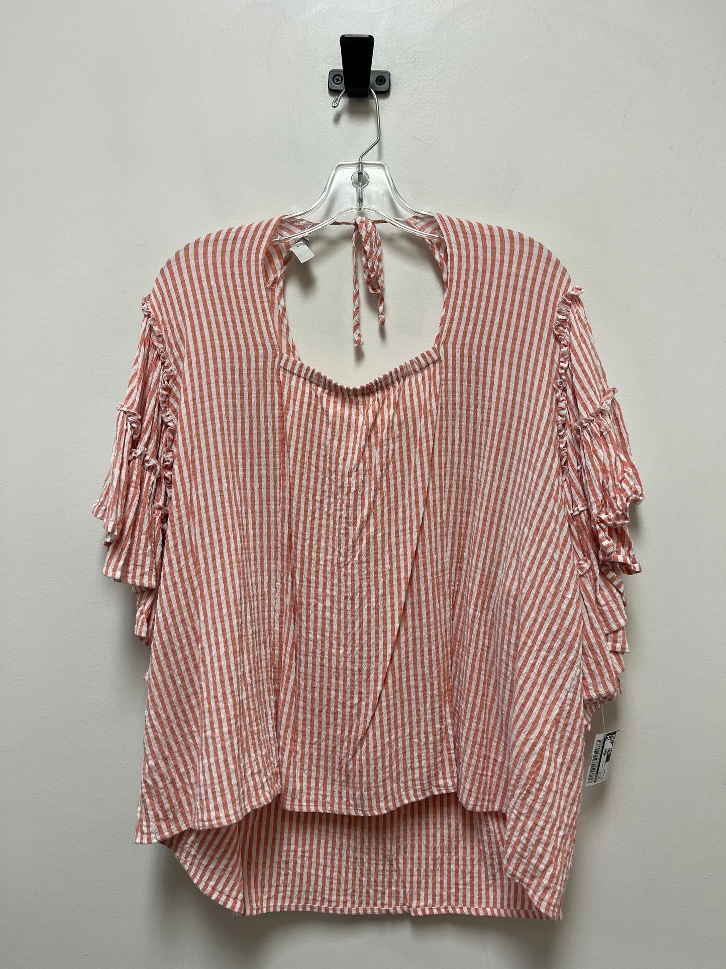 Top Short Sleeve By Cato In Orange & White, Size: 2x