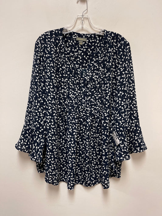 Top Long Sleeve By Style And Company In Blue & White, Size: 3x