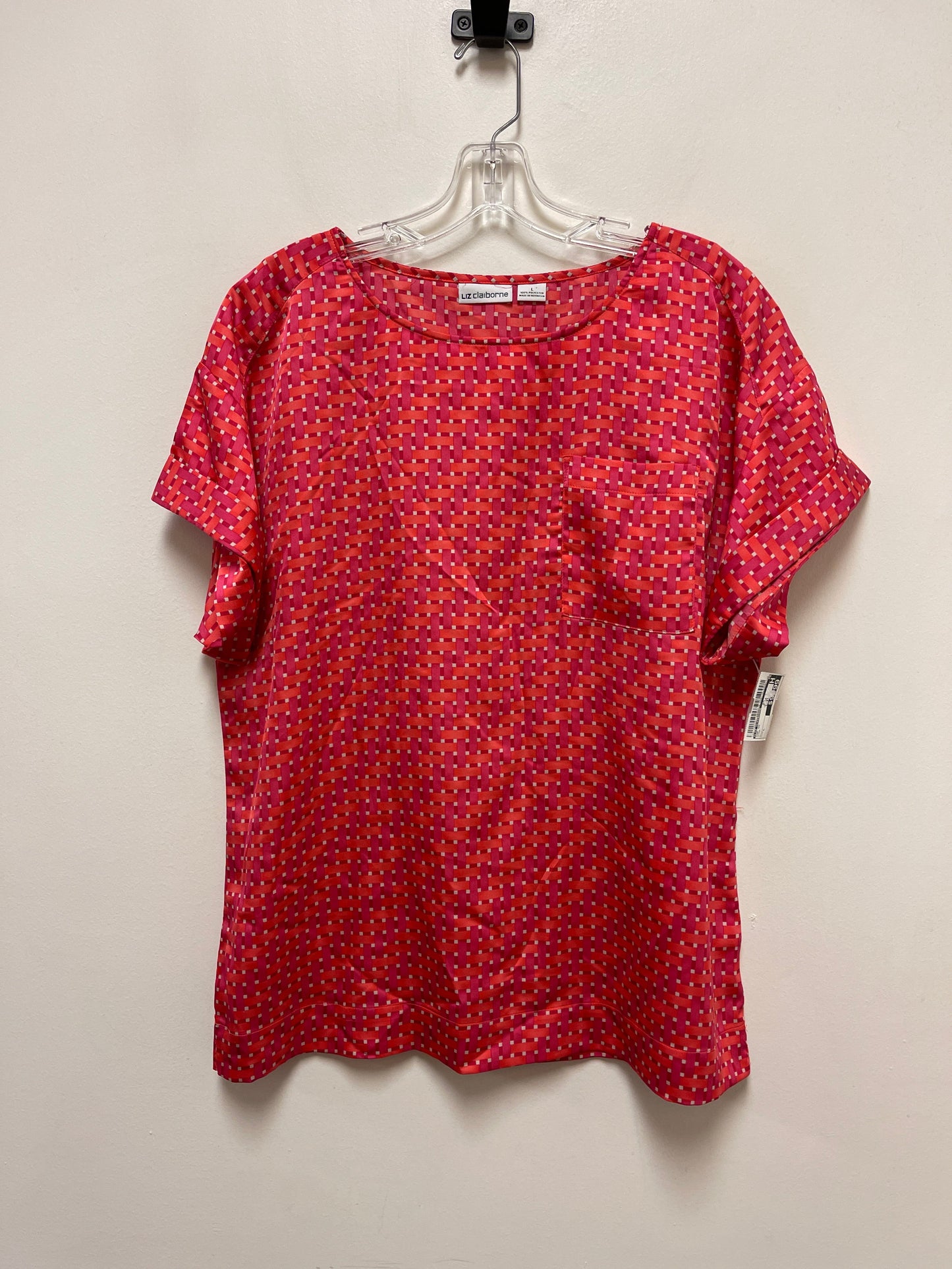 Top Short Sleeve By Liz Claiborne In Pink, Size: L