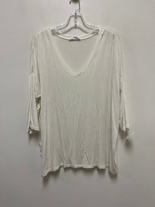 Top 3/4 Sleeve Basic By Double Zero In White, Size: L