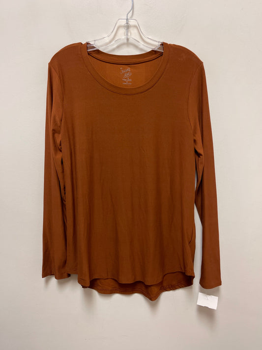 Top Long Sleeve Basic By Pink Rose In Brown, Size: Xl