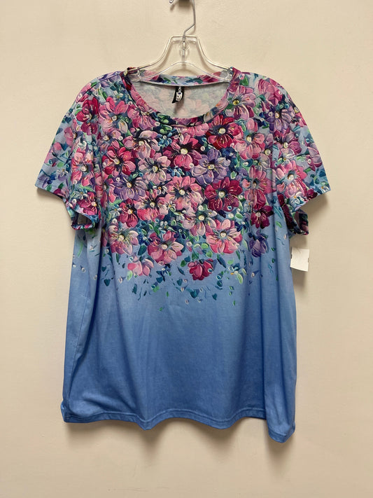 Top Short Sleeve By Clothes Mentor In Blue & Pink, Size: 2x