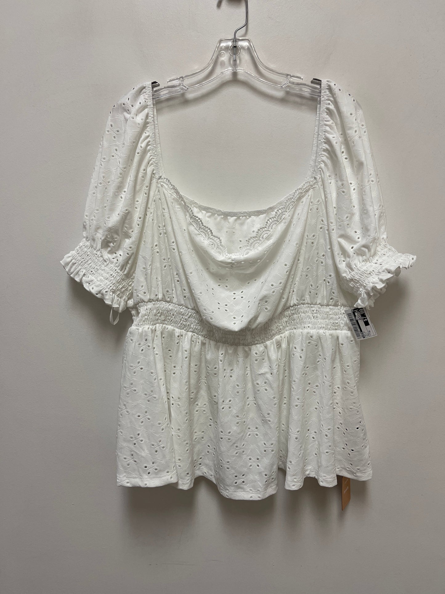 Top Short Sleeve By Shein In White, Size: 3x