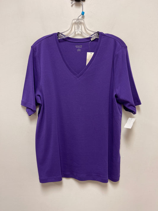 Top Short Sleeve Basic By Chicos In Purple, Size: Xl