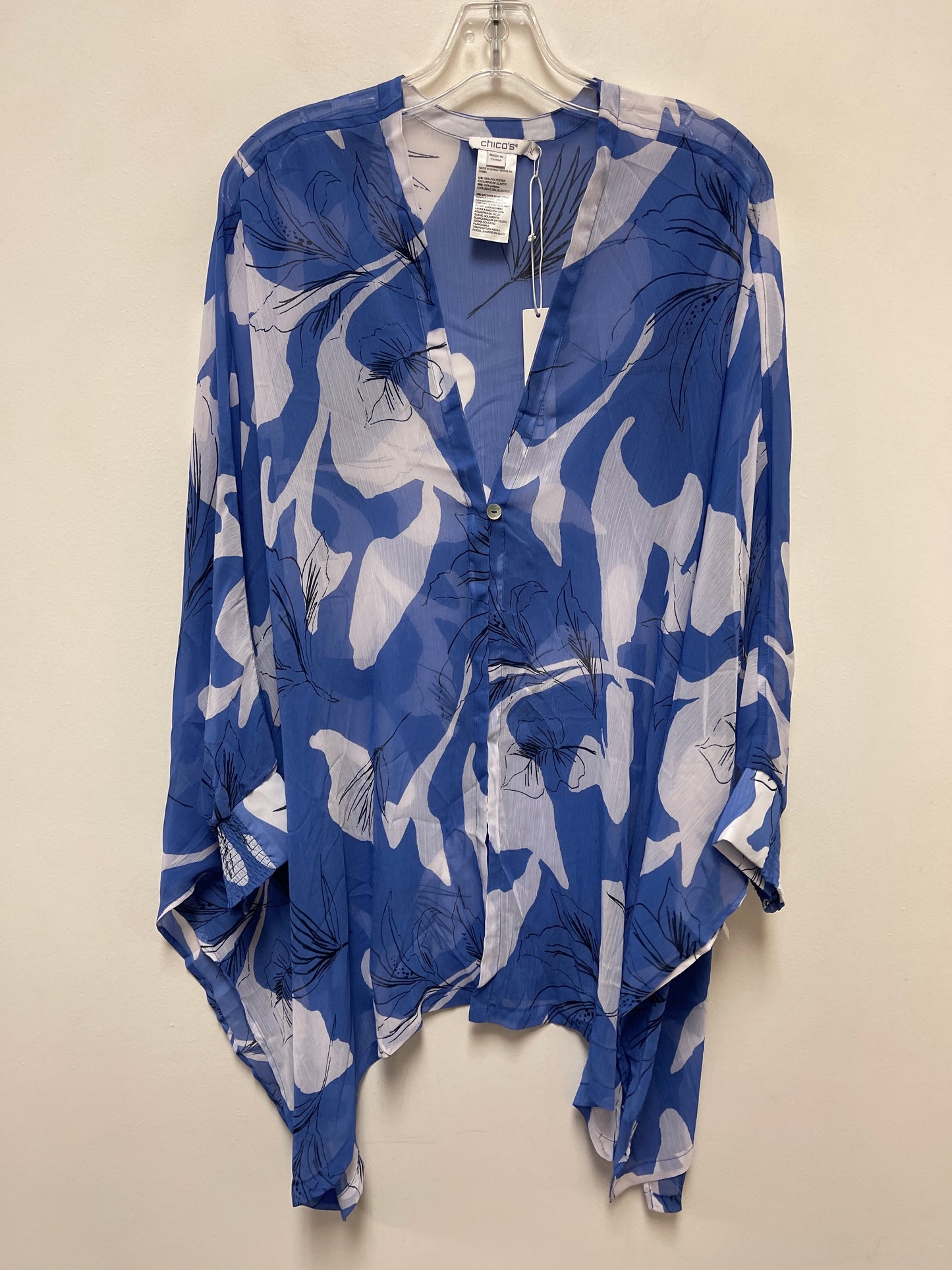 Kimono By Chicos In Blue & White, Size: Xl