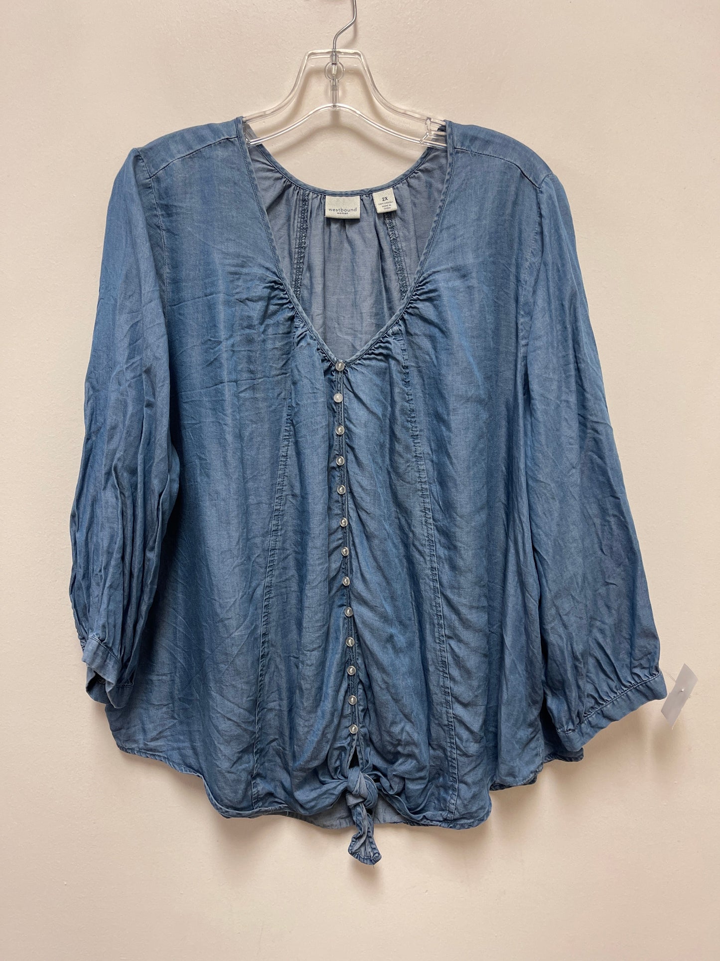 Top Long Sleeve By West Bound In Blue, Size: 2x