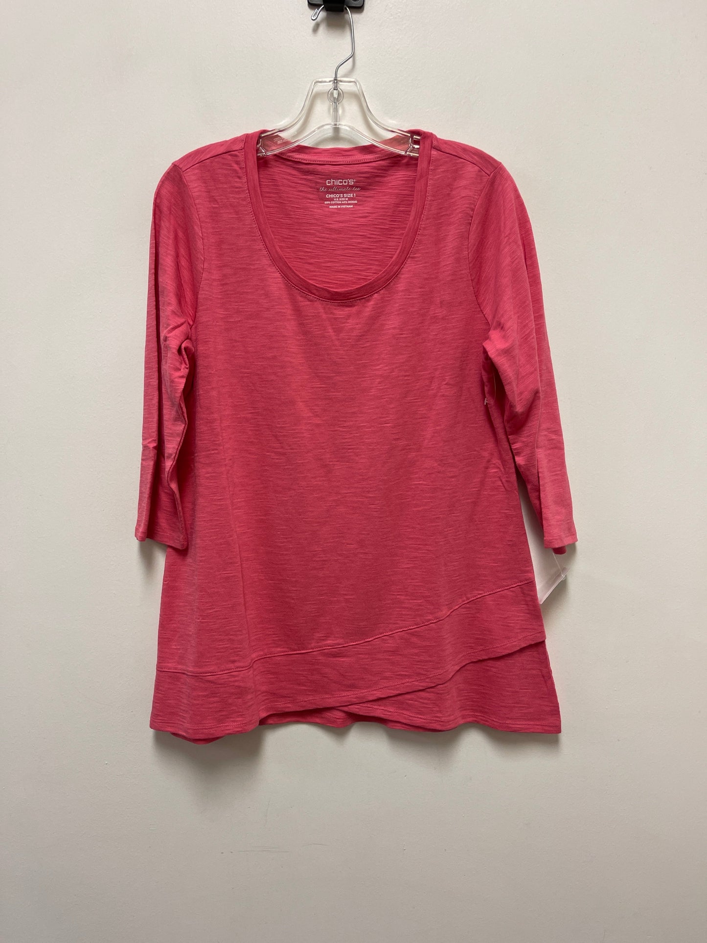 Top 3/4 Sleeve By Chicos In Pink, Size: M