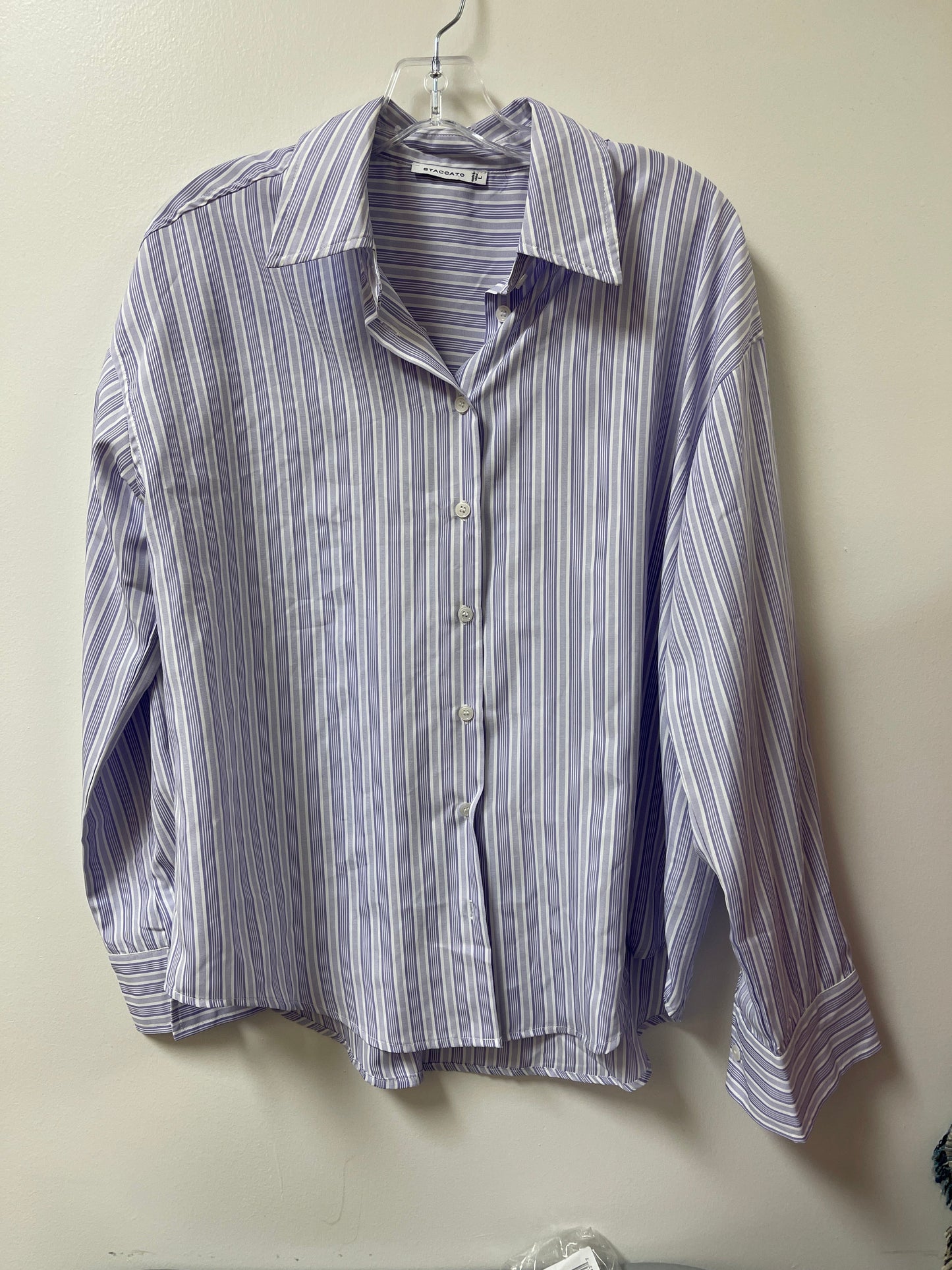 Top Long Sleeve By Staccato In Purple & White, Size: L