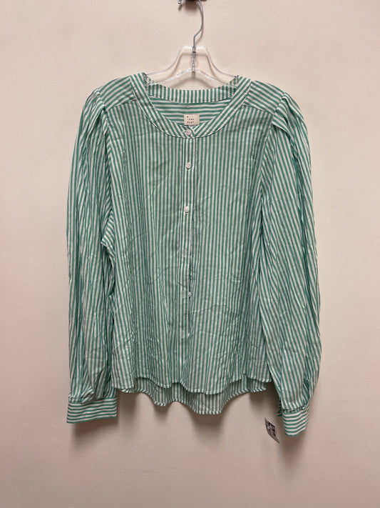 Top Long Sleeve By A New Day In Green & White, Size: 2x