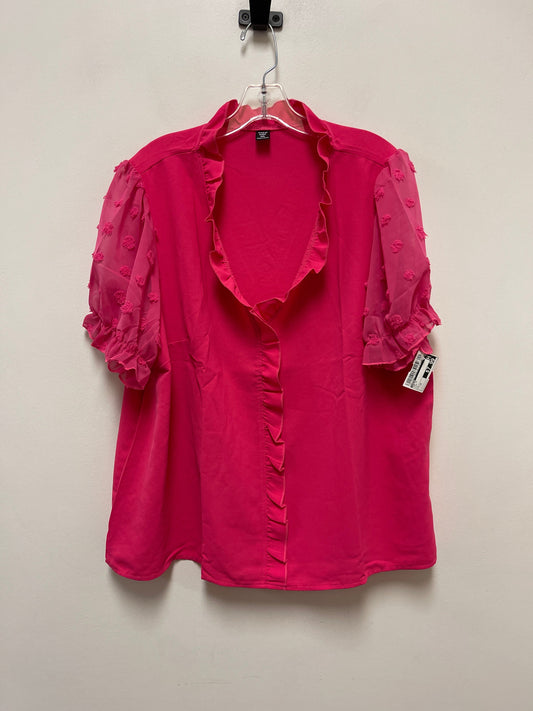 Top Short Sleeve By Shein In Pink, Size: 1x