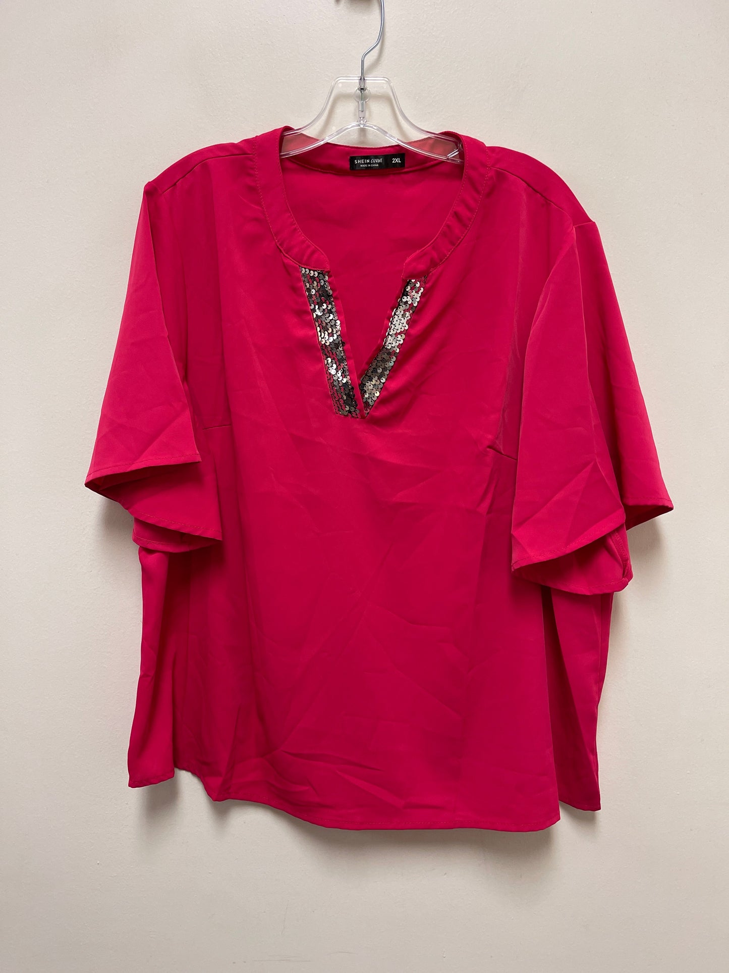 Top Short Sleeve By Shein In Pink, Size: 2x