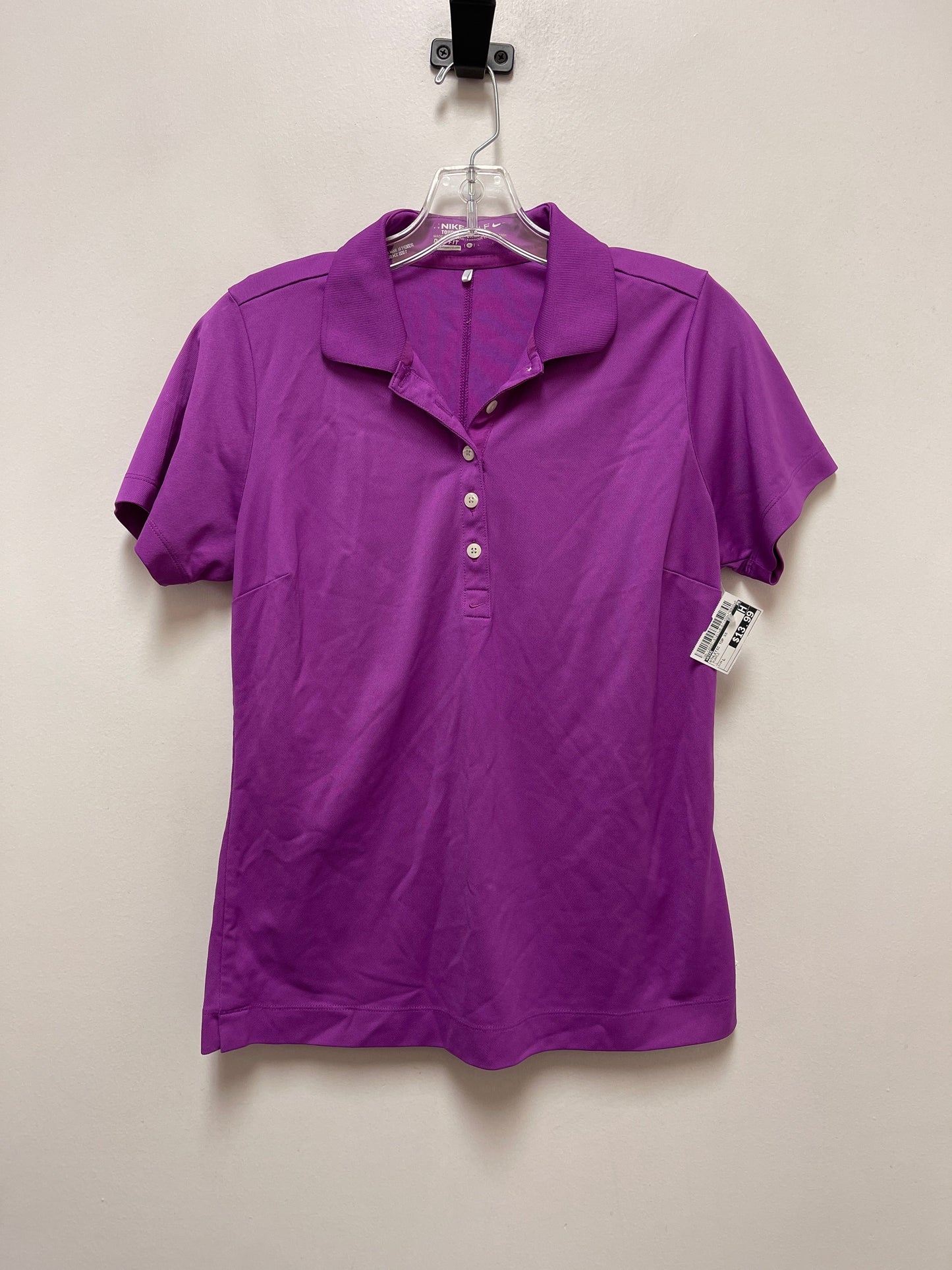 Athletic Top Short Sleeve By Nike In Purple, Size: L